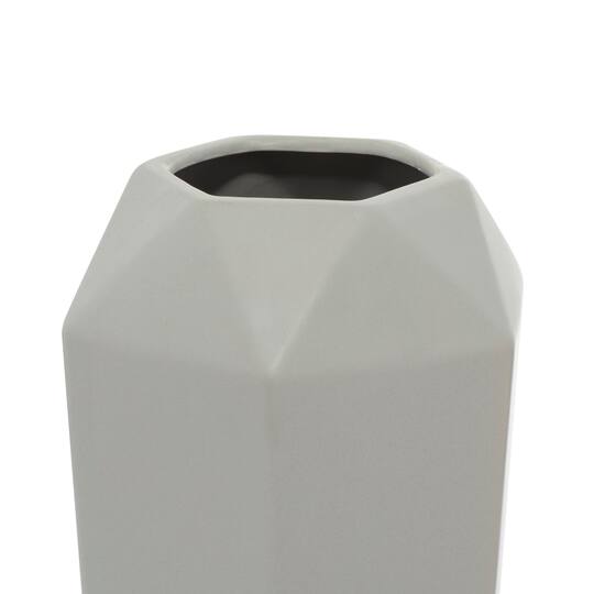 14" Light Gray Matte Stoneware Contemporary Vase